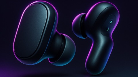 Ilustracja słuchawek Bose QuietComfort Ultra Earbuds na ciemnym tle.