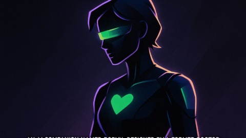Ilustracja przedstawiająca AI o imieniu Robyn w futurystycznym stylu.