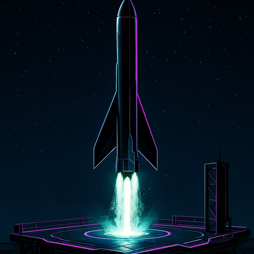 Rakieta Zhuque-3 prawie ląduje na futurystycznym stanowisku startowym.