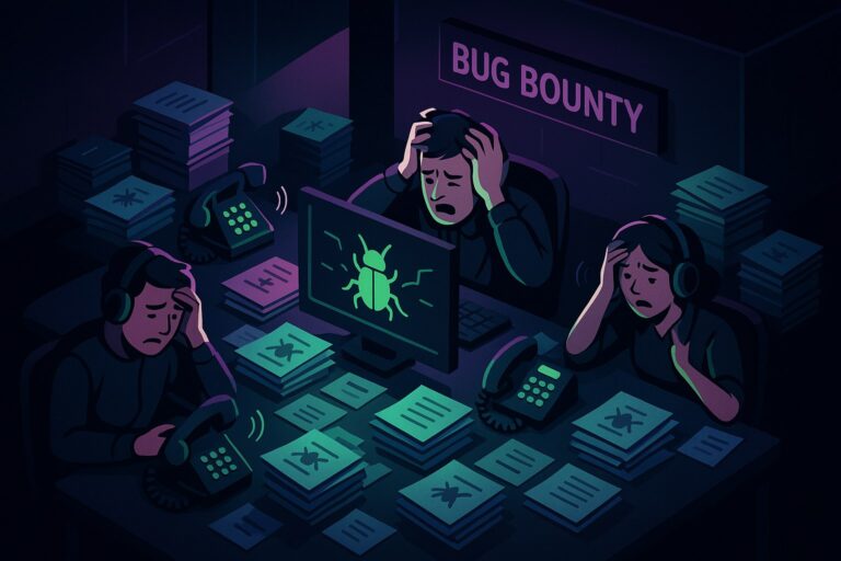 Ilustracja przedstawiająca chaotyczne środowisko programu bug bounty.