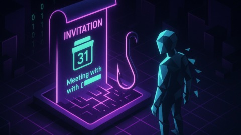 Ilustracja przedstawiająca pułapkę w zaproszeniu z Kalendarza na ciemnym tle.