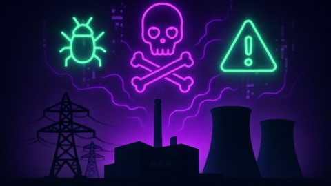 Ilustracja przedstawiająca atak na infrastrukturę energetyczną w stylu 2.5D.