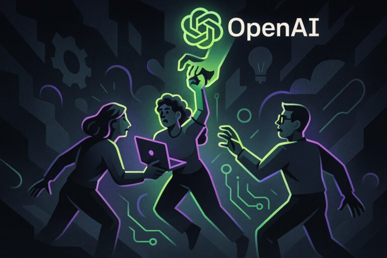 Ilustracja przedstawiająca przejęcie talentów w technologii w stylu 2.5D.