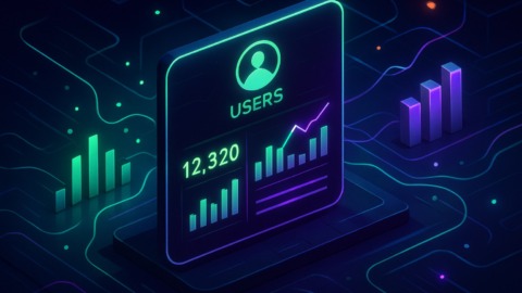 Ilustracja przedstawiająca futurystyczne środowisko analizy danych w stylu 2.5D.