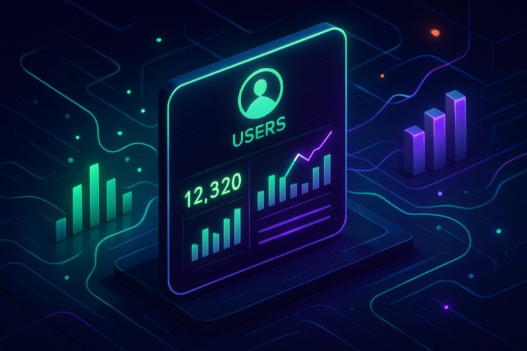 Ilustracja przedstawiająca futurystyczne środowisko analizy danych w stylu 2.5D.