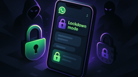 Ilustracja przedstawiająca telefon z aktywowanymi ustawieniami prywatności WhatsApp.