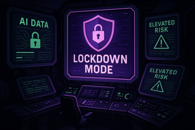 Ilustracja przedstawiająca futurystyczny pokój kontrolny z neonowymi akcentami.